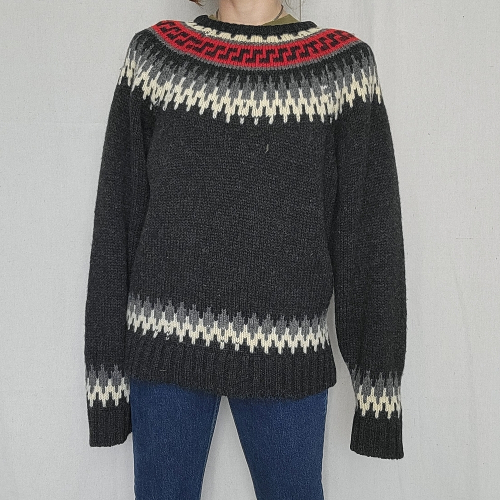 Vintage Jordache Chunky Knit Wool Fisherman Sweater Nordic Size Medium **READ